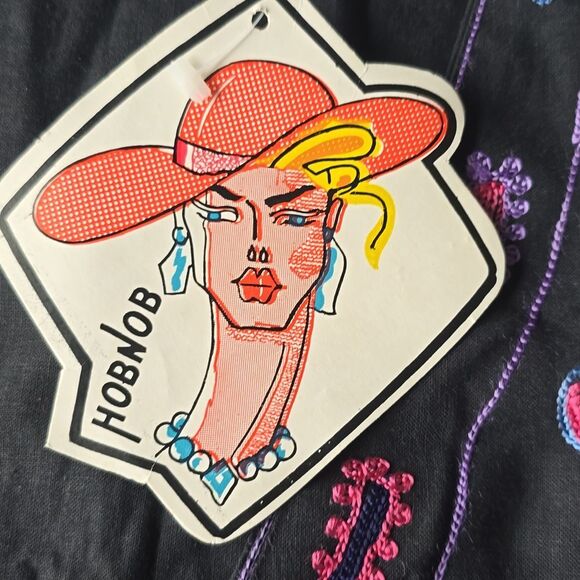 Black and Purple Floral Vest with Fringe - Picture 4 of 8